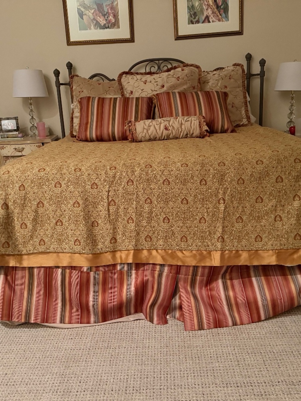 Custom Made traditional Jacquard King Bed ensemble